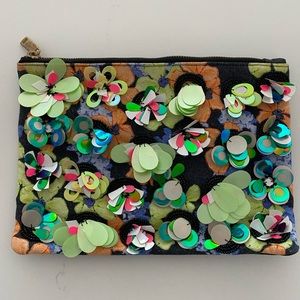 ASOS beaded floral embellishment/leather clutch